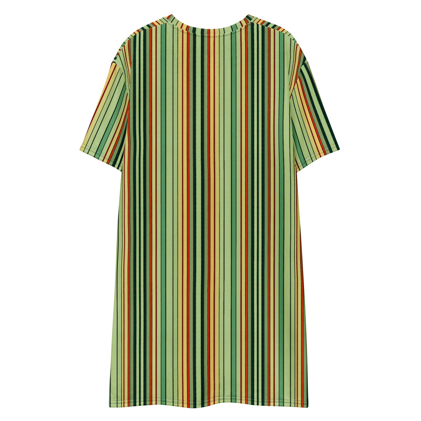 Green stripe dress T-shirt dress geometric abstract pattern crew-neck dress 60s 70s short sleeves knee length outfit dress stripes stripped